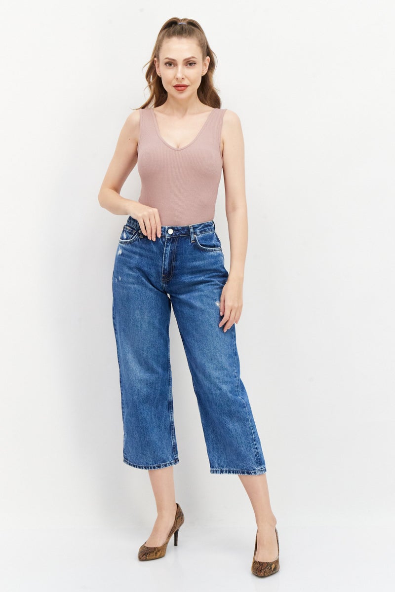 Pepe Jeans Women Long Fit Straight Washed Non-Stretchable Jeans, Blue - Image 4