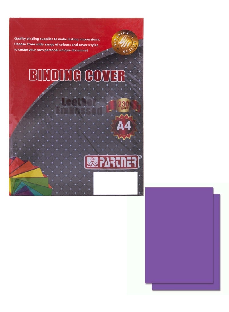 PARTNER 100-Piece Embossed A4 Binding Sheet Violet 