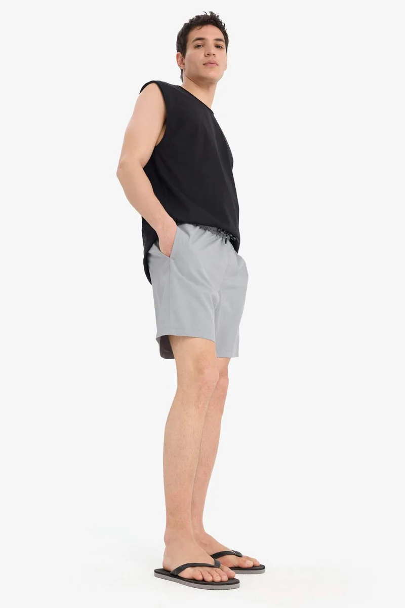 ديفاكتو Regular Fit Mesh Lined Short Length Swim Shorts