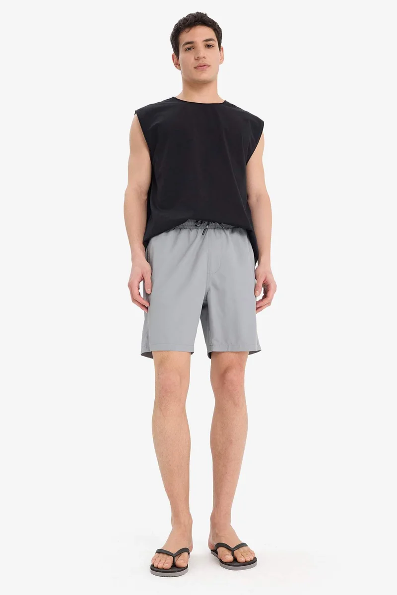 ديفاكتو Regular Fit Mesh Lined Short Length Swim Shorts
