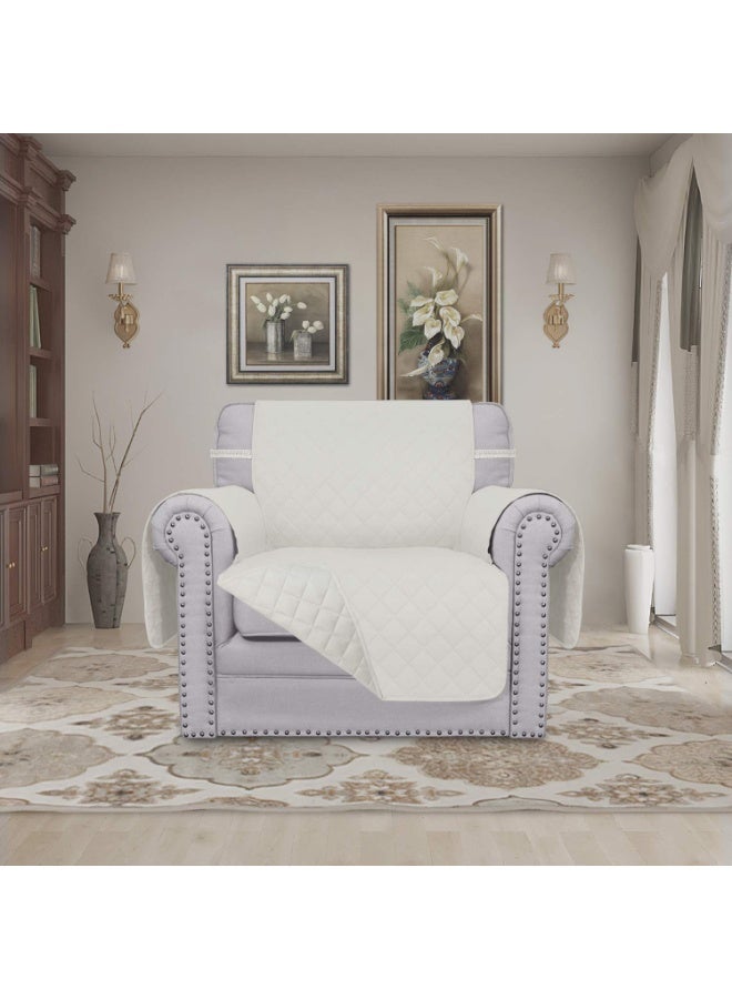 كي واي دي غطاء الأريكة 1 مقعد كرسي صغير واحد غطاء الأريكة غطاء مقلوب خالي من التجاعيد غطاء الأريكة مقاوم للمياه غطاء أثاث حامي غطاء مع أشرطة مرنة بيضاء - Image 2