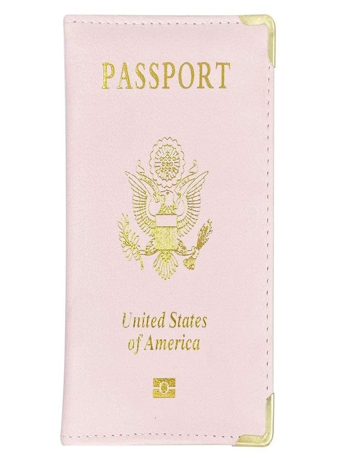 Missmore PU Leather Passport Cover with Gold USA Logo Printed for Travel (Pink) - Image 1