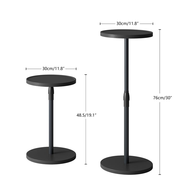 IRCPEN Adjustable End Table, Small Round Side Table, Drink Table for Small Spaces, Pedestal Nightstand for Living Room, Bedroom, Sofa Couch, Black Wood Grain ET-010BW - Image 3
