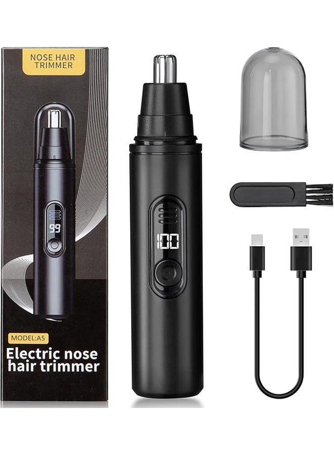 Nose Hair Trimmer for Men Rechargeable, Electric Nose and Ear Hair Trimmer, Professional Nose Clipper, LED Display, Waterproof, Portable Travel Size, Painless, Black - Image 1