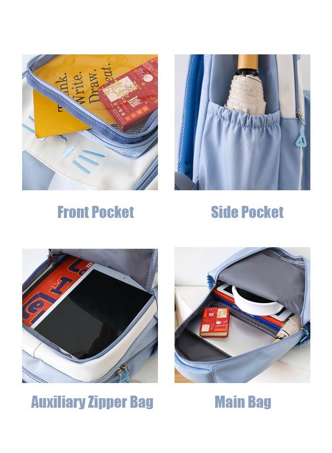 Hanayo مجموعة حقائب ظهر مدرسية 3 قطع نمط كرتوني لطيف حقائب ظهر بسعة كبيرة حقيبة كتب حقيبة أقلام حقيبة كتف للفتيات المراهقات حقيبة ظهر مدرسية (بنفسجي) - Image 5