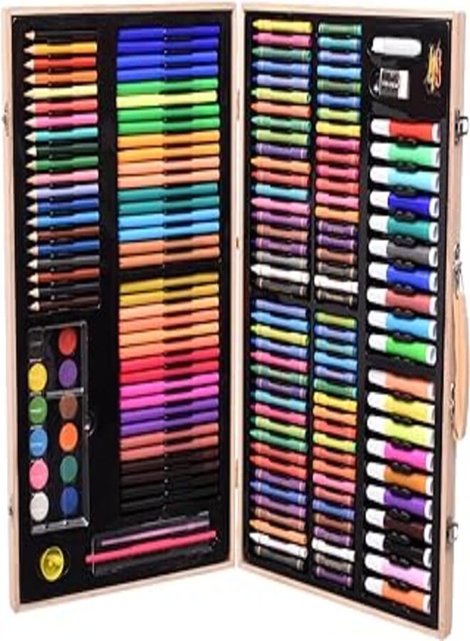 Generic Wooden Bag Amazing Design With Drawing Colour And Tools Drawing For Children Set Of 180 Pieces - Multicolor 
