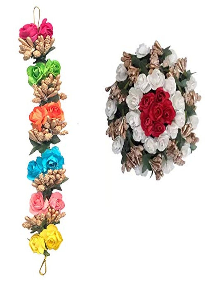 Arooman™ Full Juda Bun Hair Flower Gajra and gajra Combo for Wedding and Party Multi Color - Image 2