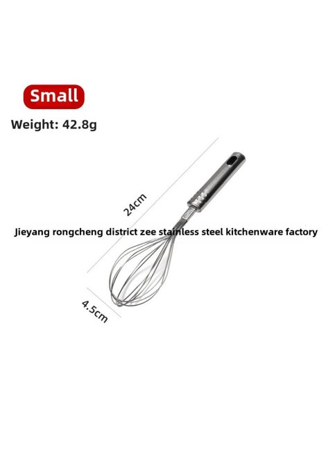Stainless Steel Manual Whisk Household Egg Blender Egg Whisk Egg Beater Baking Tool-Color:Nine-Bead Handle Small