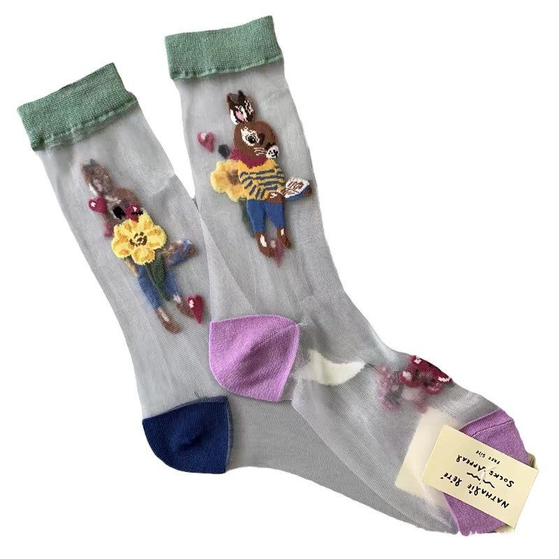 جوارب صيفية فائقة النحافة من Socks Appeal للنساء مع رسوم كرتونية بطول منتصف الساق - Image 5