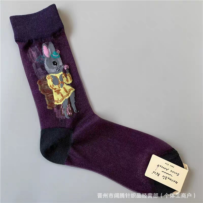 جوارب صيفية فائقة النحافة من Socks Appeal للنساء مع رسوم كرتونية بطول منتصف الساق - Image 4