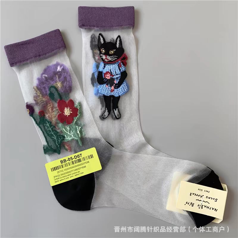 جوارب صيفية فائقة النحافة من Socks Appeal للنساء مع رسوم كرتونية بطول منتصف الساق - Image 3
