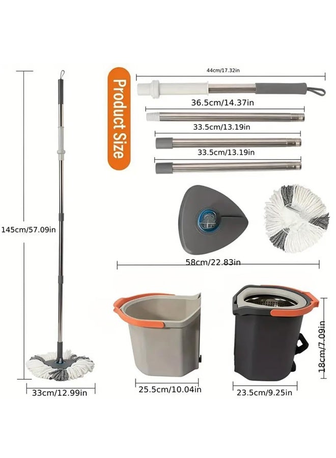 كليني جيني ممسحة توربو 360 درجة دوارة، نظام دلو مزدوج مع دواسة، تصميم قابل للتكديس للغسيل والتجفيف، 10 لتر، 54.5 × 30 × 27 سم - Image 2