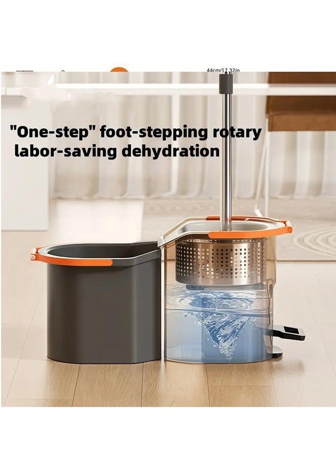 كليني جيني ممسحة توربو 360 درجة دوارة، نظام دلو مزدوج مع دواسة، تصميم قابل للتكديس للغسيل والتجفيف، 10 لتر، 54.5 × 30 × 27 سم - Image 3