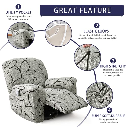 Iauddy Recliner Slipcover-Stretch Soft Slip Reclining Chair Slipcovers 4 -Pieces Furniture Protector for Recliner with Pocket Fitted Sofa Couch Cover Lazy Boy Chair Cover - Image 2