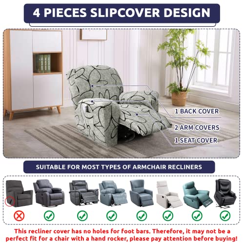 Iauddy Recliner Slipcover-Stretch Soft Slip Reclining Chair Slipcovers 4 -Pieces Furniture Protector for Recliner with Pocket Fitted Sofa Couch Cover Lazy Boy Chair Cover - Image 5