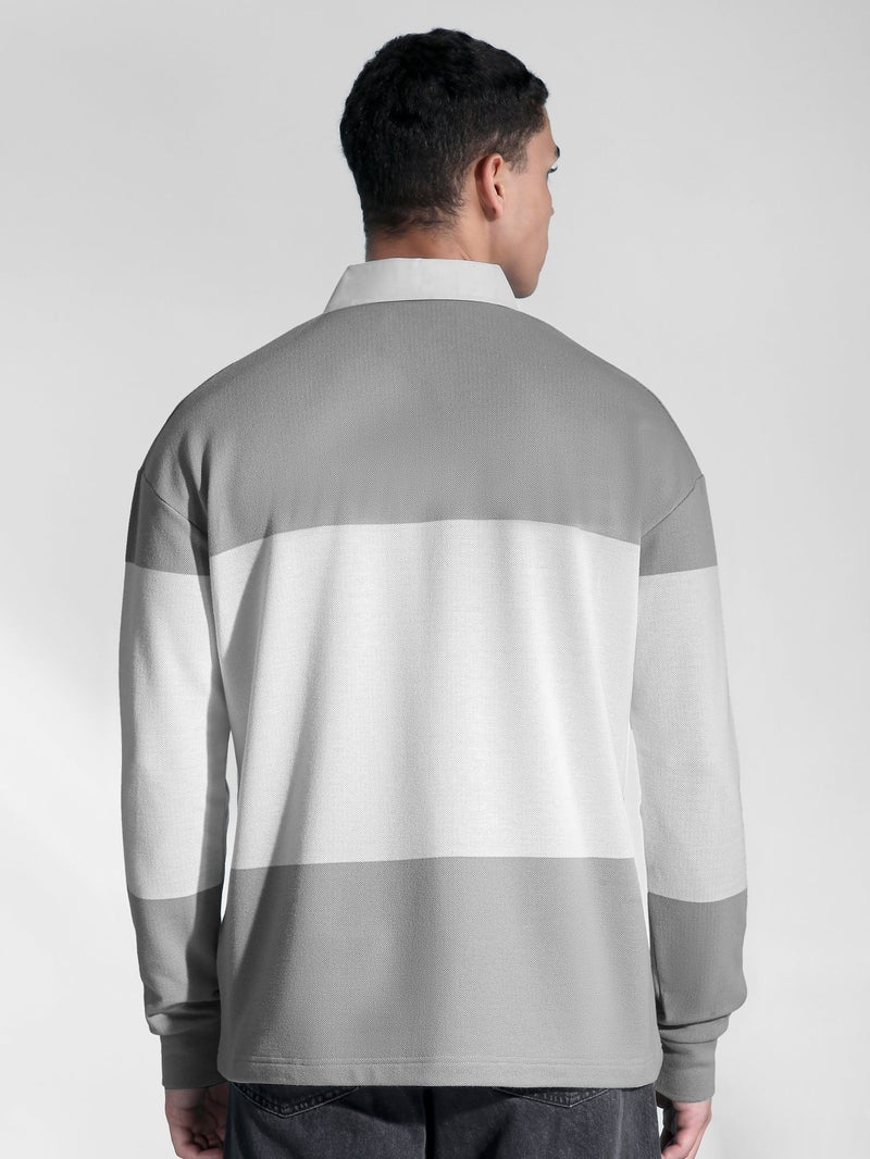بيونغ سويت شيرت بولو مخطط باللون الرمادي الفاتح - Image 3