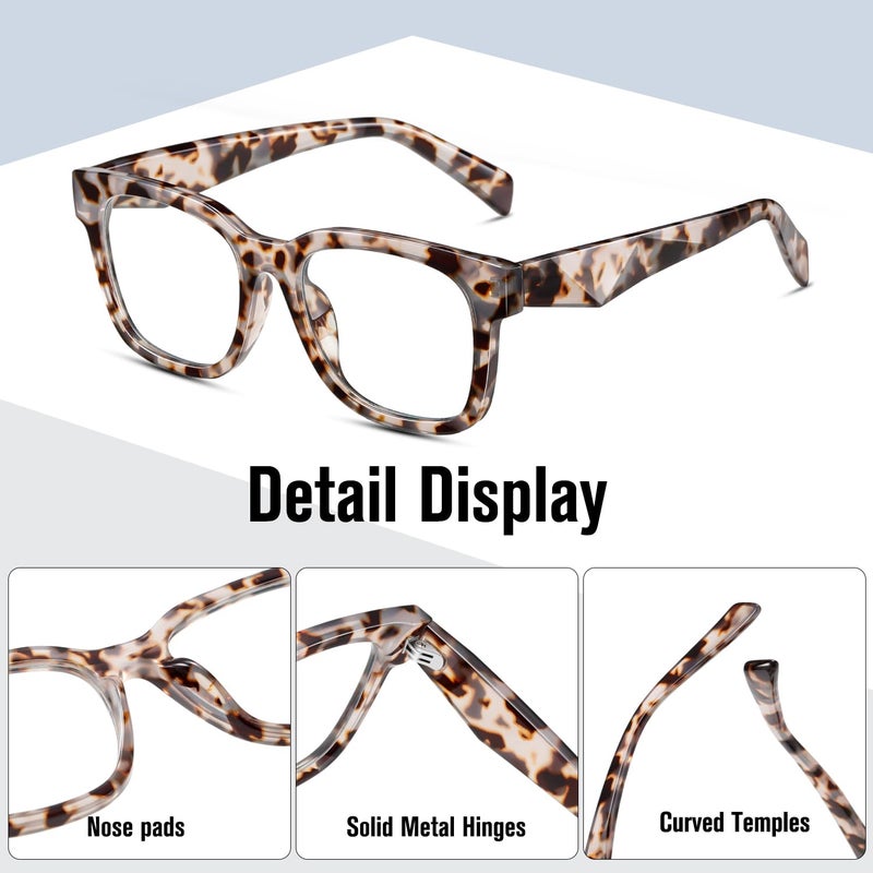 kimorn Blue Light Blocking Glasses,Anti Eyestrain & UV Protection,Square Frame Glasses for Women and Men (Grey Demi) - Image 5