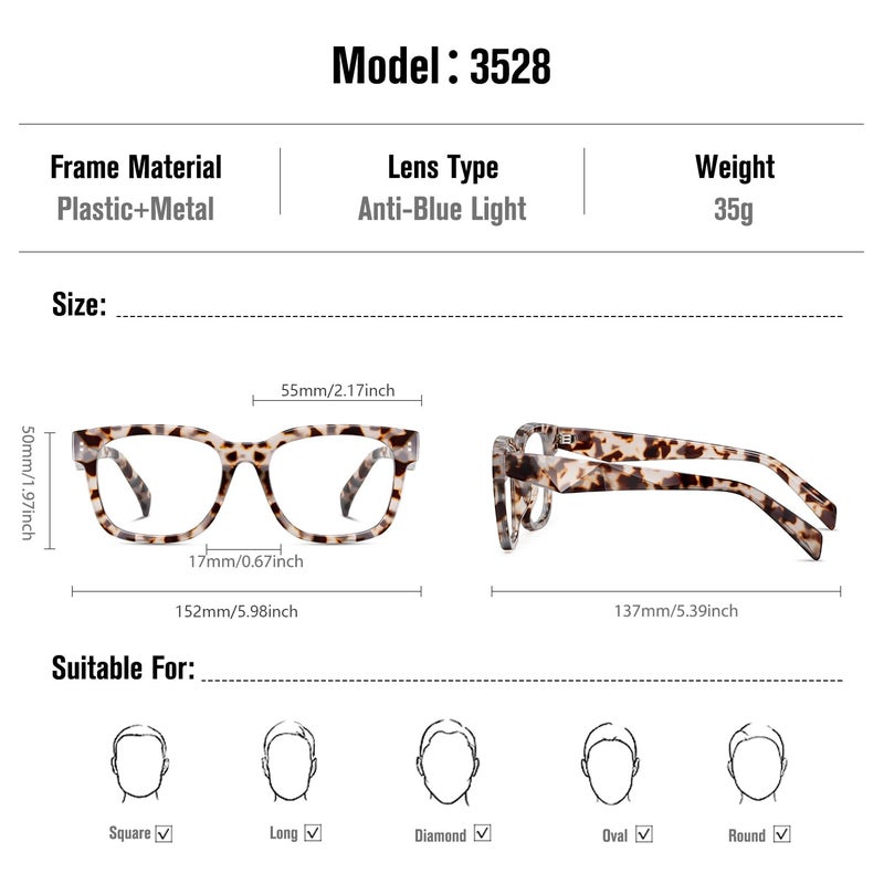 kimorn Blue Light Blocking Glasses,Anti Eyestrain & UV Protection,Square Frame Glasses for Women and Men (Grey Demi) - Image 3