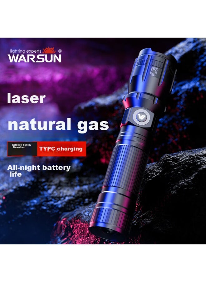 Warsun Warsun Flashlight, High Brightness, Zoomable, Rechargeable, Long-range, Military-grade, Ultra-bright Searchlight, Outdoor Cycling, Home Emergency Light, Special Df  - Image 1