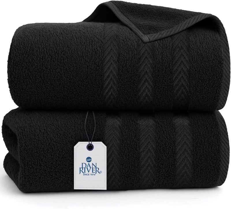 DAN RIVER 2 Pack Luxury Bath Sheets 35x70, 600 GSM, Soft & Quick Dry 100% Ring Spun Cotton Towels Ideal for Hotels, Spas, Gyms & Salons Extra Large, Black - Image 1