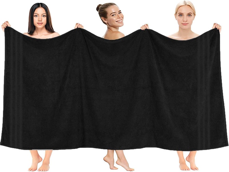 DAN RIVER 2 Pack Luxury Bath Sheets 35x70, 600 GSM, Soft & Quick Dry 100% Ring Spun Cotton Towels Ideal for Hotels, Spas, Gyms & Salons Extra Large, Black - Image 5