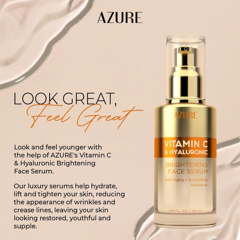 Azure Cosmetics Vitamin C Serum For Face Dermatologist Tested AntiAging with Hyaluronic Acid for Dark Spots Fine Lines Wrinkles Brightning Clean Korean Skincare for Glass Skin 169 fl oz - Image 5