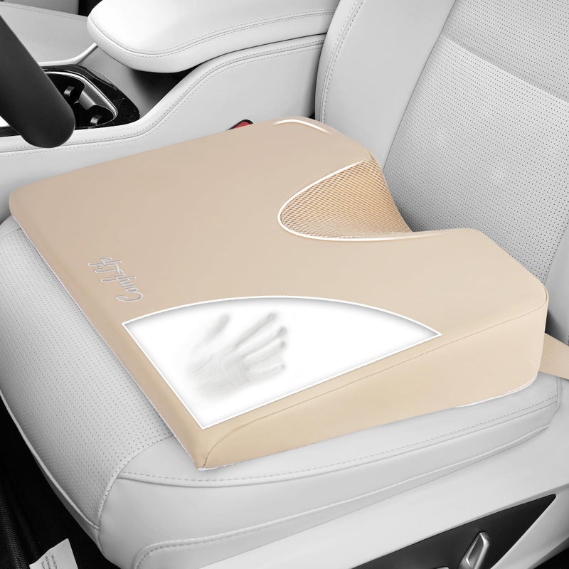 ComfiLife Car Seat Cushion â€“ Premium Wedge Memory Foam Car Cushions for Driving â€“ Seat Cushion for Car â€“ Back & Sciatica Pain Relief for Long Drives â€“ Comfort for Driver, Office, Truck Seat (Beige) - Image 1