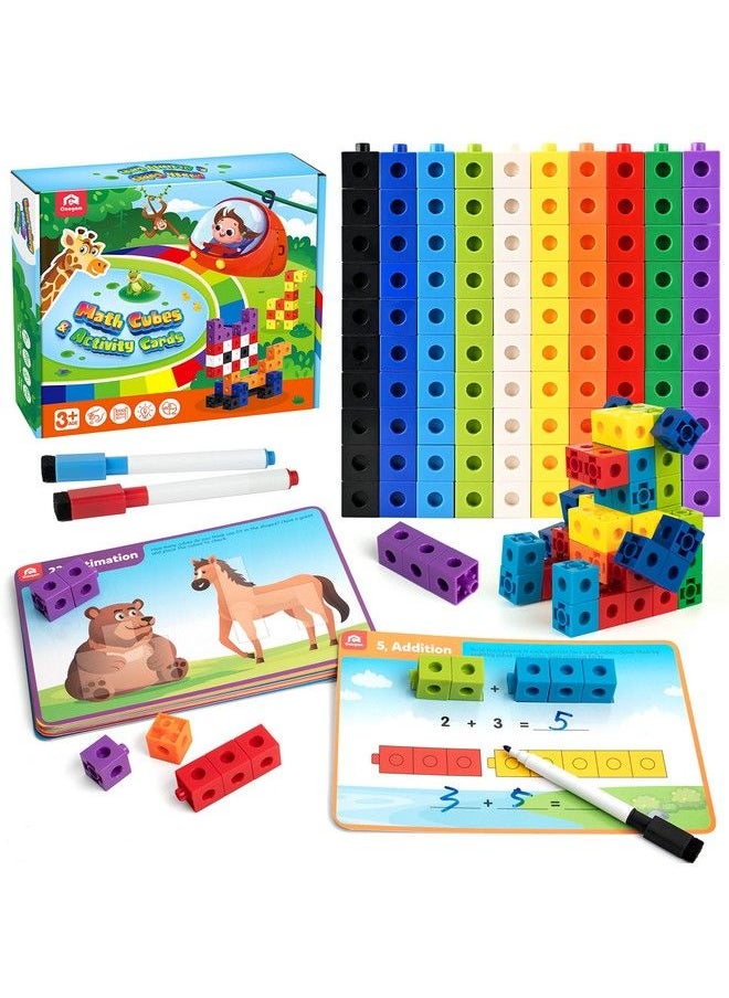 Coogam - Math Cubes Manipulatives Number Counting Blocks With Activity Snap Linking Cube Math Construction Toy Gift For Preschool Kindergarten Learning - Image 1