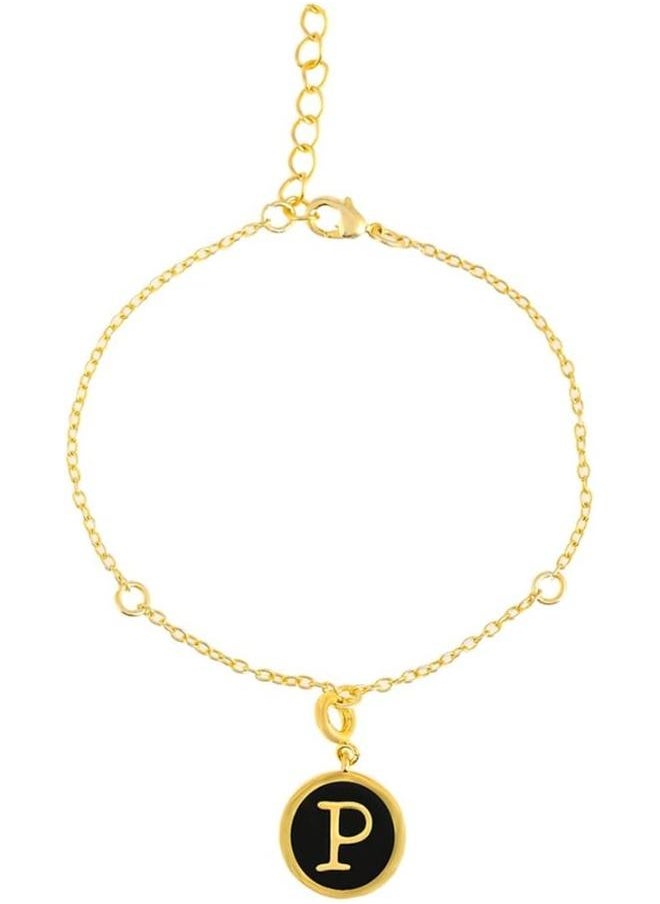 VOYLLA - Valentine's Day Collection Alphabet P Black Enamel Charm - Image 1