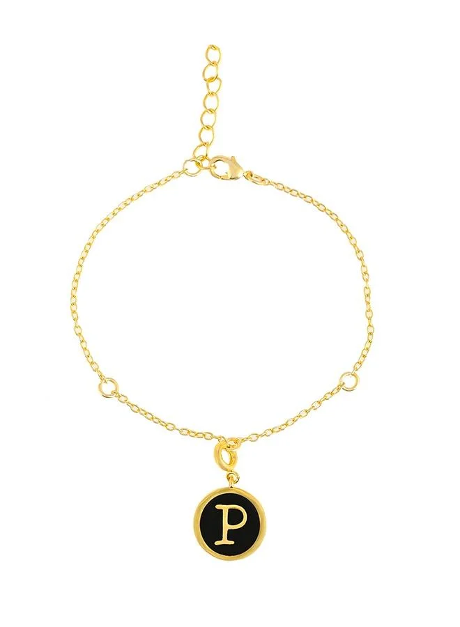 VOYLLA Valentine's Day Collection Alphabet P Black Enamel Charm