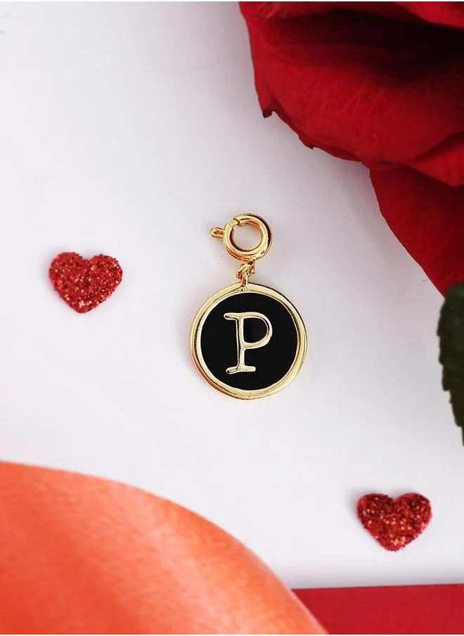 فويلا Valentine's Day Collection Alphabet P Black Enamel Charm