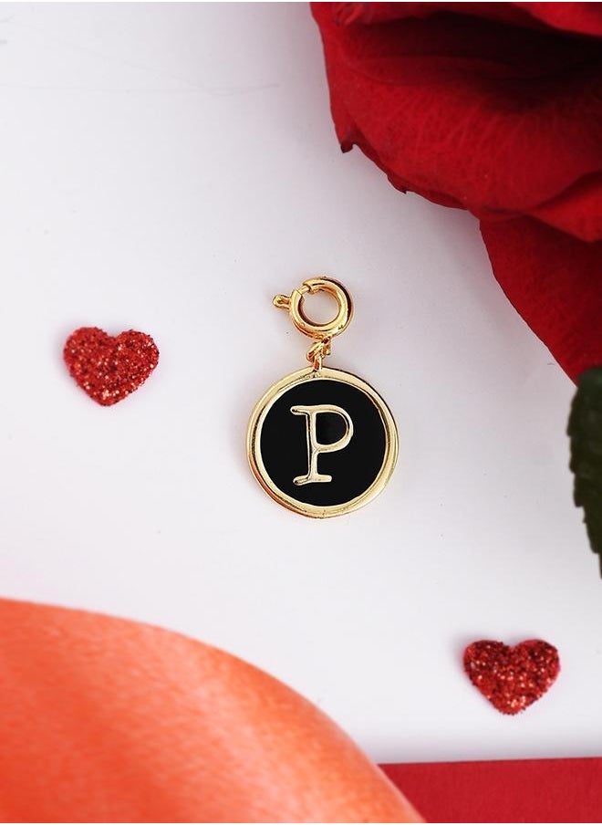 VOYLLA Valentine's Day Collection Alphabet P Black Enamel Charm  - Image 1