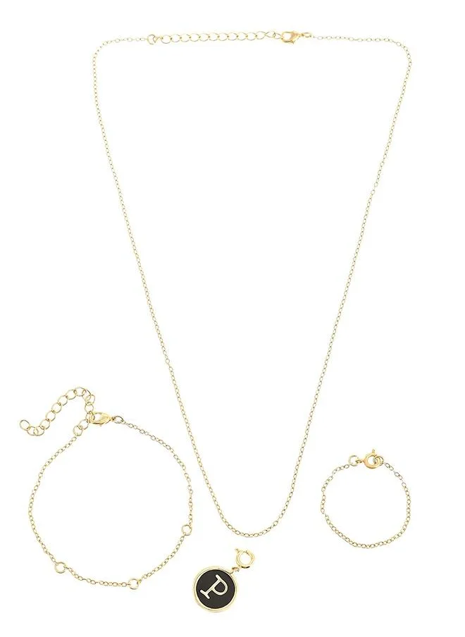 فويلا Valentine's Day Collection Alphabet P Black Enamel Charm