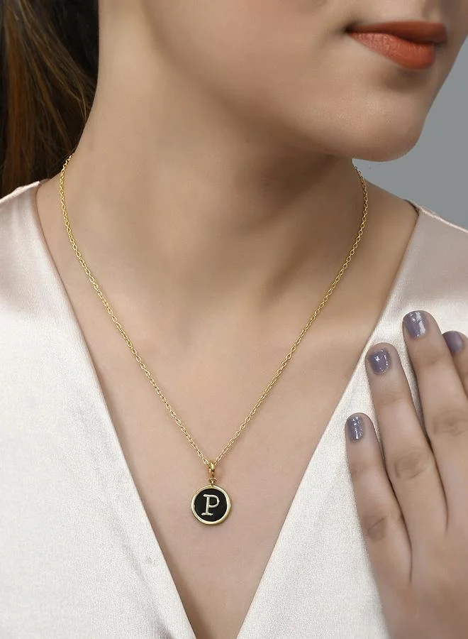 VOYLLA Valentine's Day Collection Alphabet P Black Enamel Charm