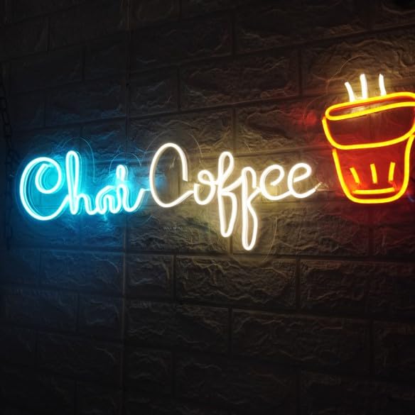 Wall Mitra Wall Mitra Chai Coffee Neon sign Coffee Chai Neon Light Coffee Chai Light Neon Sign Coffee Chai Neon Lights Coffee Chai Room Decor30x10 BLUEWARM WHITERED  - Image 4