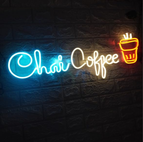 Wall Mitra Wall Mitra Chai Coffee Neon sign Coffee Chai Neon Light Coffee Chai Light Neon Sign Coffee Chai Neon Lights Coffee Chai Room Decor30x10 BLUEWARM WHITERED  - Image 5