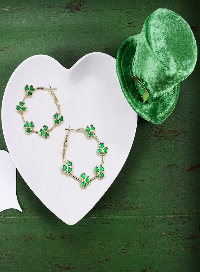Cicod St Patrick's Day Earrings for Women,Irish Shamrock Green Hoop Earrings Green Clover Crystal Opal Drop Dangle Earrings Good Luck St patrick's Day Outfit Holiday Jewelry (Hoop) - Image 5
