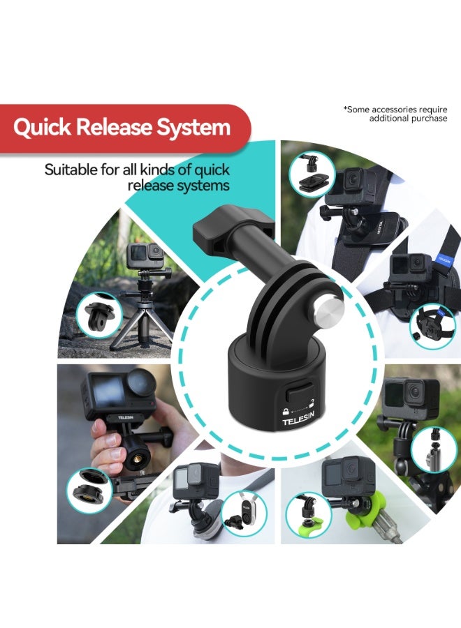 TELESIN Backpack Mount Clip, Quick Release Cameras Shoulder Strap Holder, Magnetic Swivel Cameras Mount for GoPro 13 12 11 10 9 8 7 Max Insta360 X3 X4 Go3 Ace Pro DJI Action 3 4 Osmo Pocket 3, Black  - Image 3