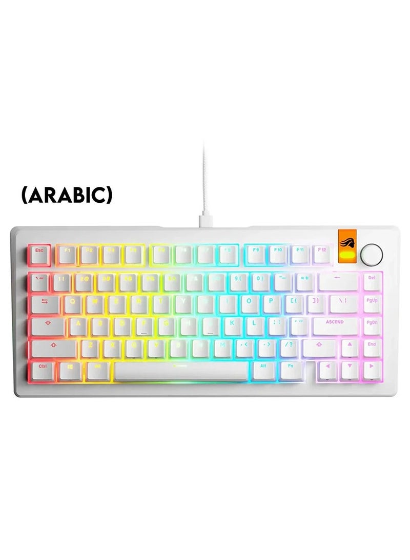Glorious GMMK 3 HE 75% Hall Effect Mechanical Keyboard Dual HotSwap Support Glorious Fox HE Linear Magnetic Switches (Arabic) - White - Image 1