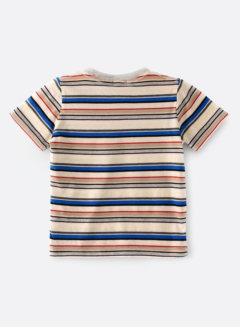 JAM Round Neck S/Slv Stripes Knit T-Shirt - Image 2