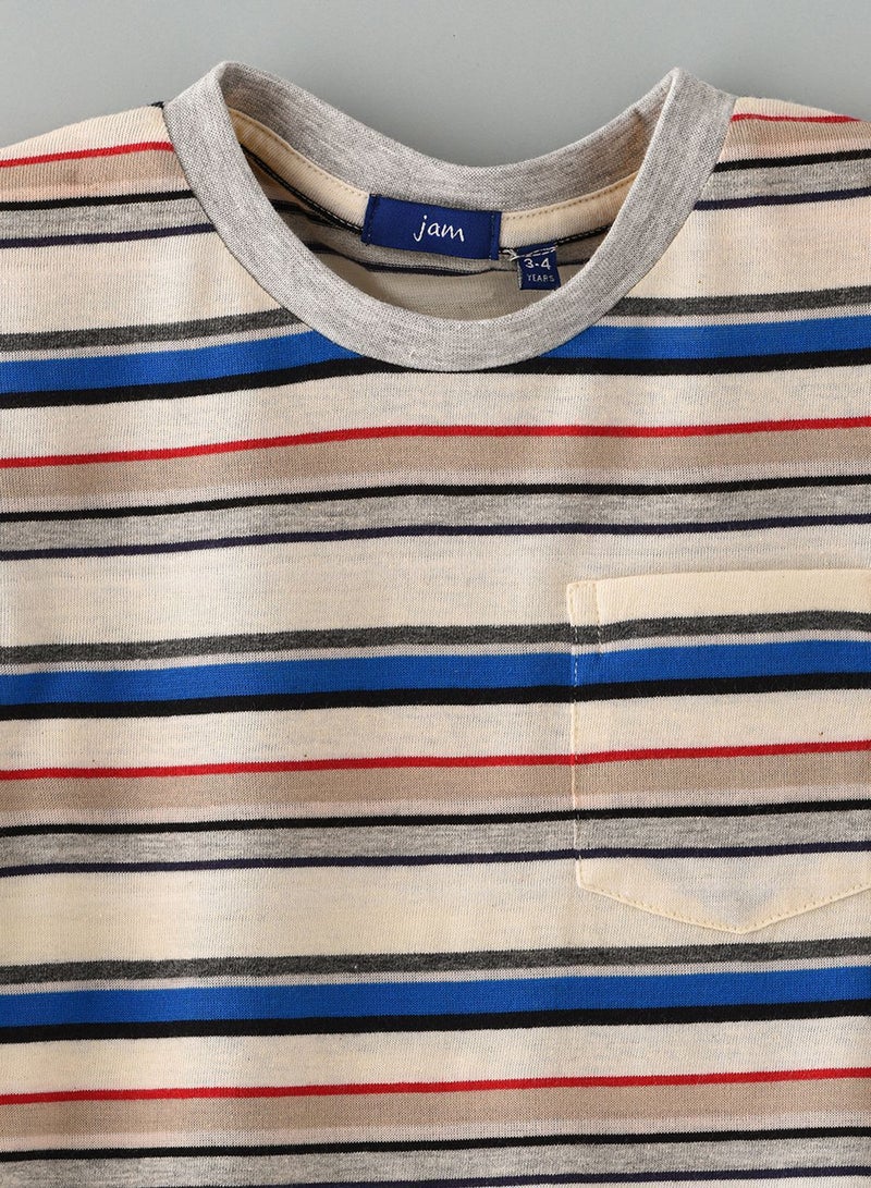 JAM Round Neck S/Slv Stripes Knit T-Shirt - Image 3