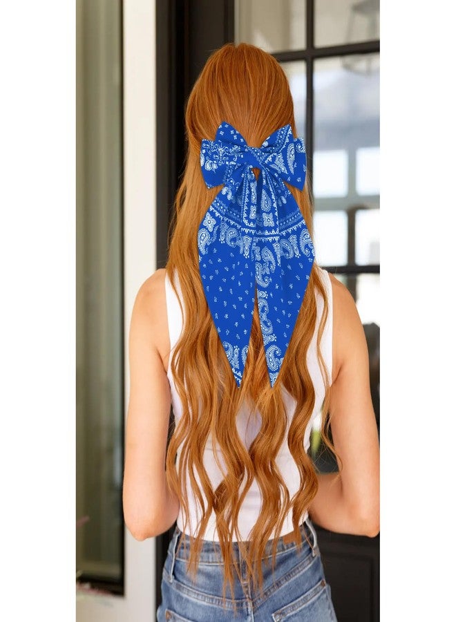 ANBALA 2Pcs Bandana Hair Bows for Women Girls White Blue Silky Satin Large Bow Hair Clips Styling Aesthetic Accessories - Image 4