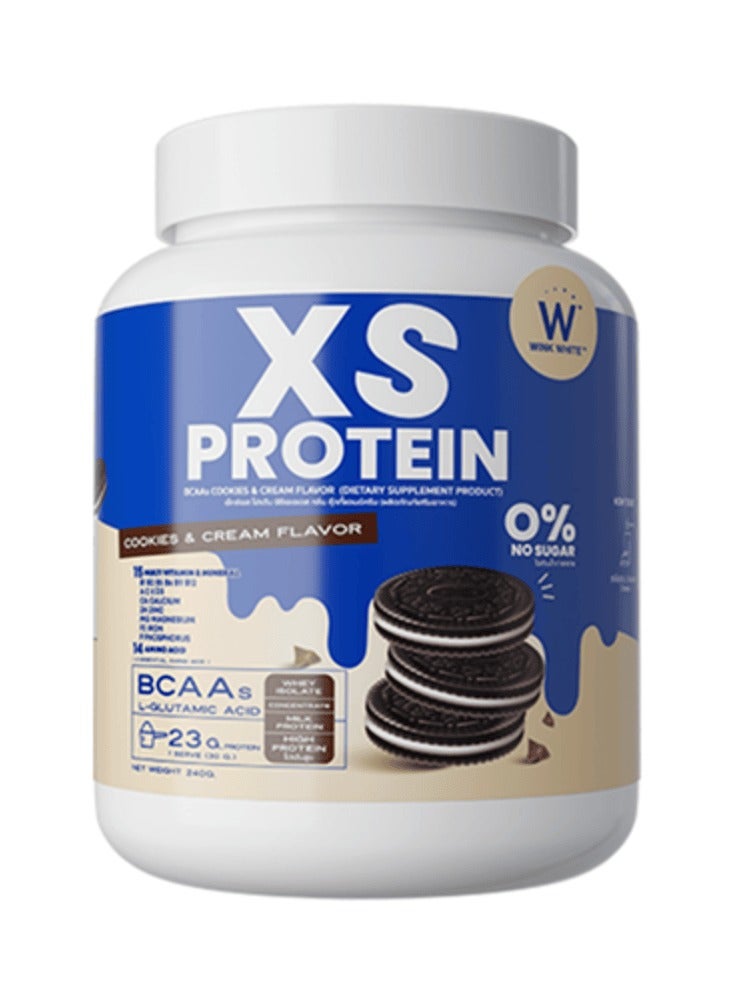 اكس اس مسحوق بروتين مصل اللبن XS | كوكيز وكريمة | ٢٣ غ بروتين + أحماض أمينية | تركيبة خالية من السكر - Image 1
