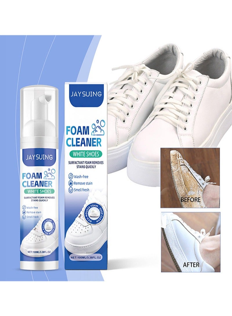 Jaysuing Shoe Cleaner Foam，White Shoe Stain Remover，Surfactant Foam Quickly Removes Stains，Suitable for Suede，Leather，Knitwear，Boots，Canvas（100ml） - Image 1