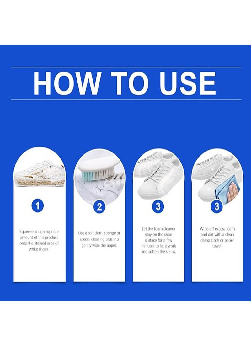 Jaysuing Shoe Cleaner Foam，White Shoe Stain Remover，Surfactant Foam Quickly Removes Stains，Suitable for Suede，Leather，Knitwear，Boots，Canvas（100ml） - Image 2