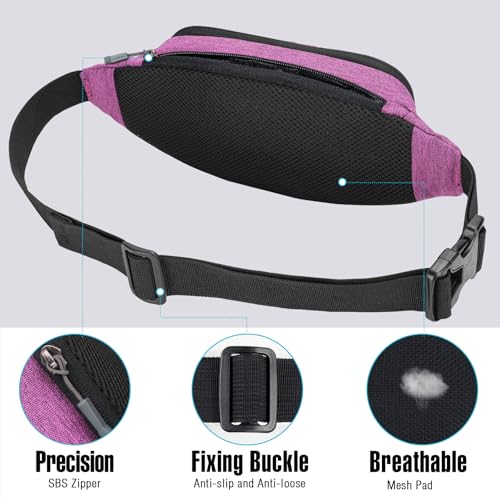 WATERFLY Fanny Pack Waist Bag: Small Hip Pouch Bum Bag Fannie Pack Phanny Fannypack Waistpack Bumbag Beltbag Sport Slim Fashionable for Jogging Hiking Hiker Woman Man - Image 4