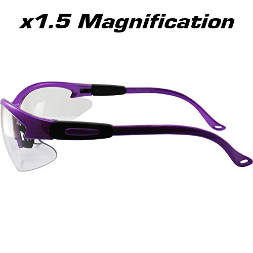 Birdz Eyewear Flamingo Women's Work Safety Glasses Bifocals Readers Purple Frame + 1.5 Magnification Clear Lenses - Image 4
