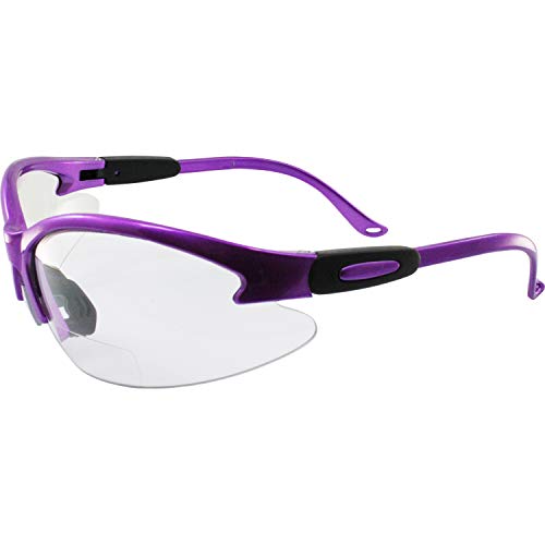Birdz Eyewear Flamingo Women's Work Safety Glasses Bifocals Readers Purple Frame + 1.5 Magnification Clear Lenses - Image 1