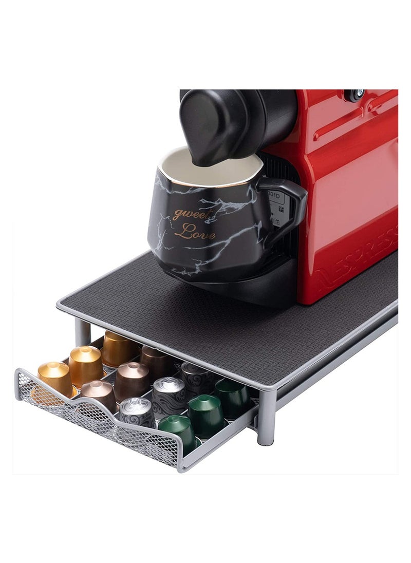 HomarKet - Coffee Pod Holder and Coffee Machine Stand Anti Vibration Non Slip Surface Mesh Drawer Rack for 40Pcs Nespresso Espresso Capsules - Image 1