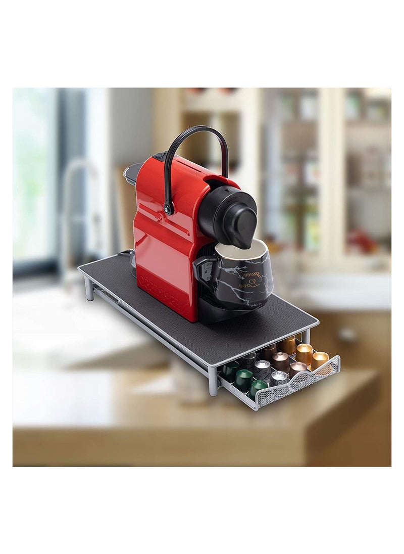 HomarKet - Coffee Pod Holder and Coffee Machine Stand Anti Vibration Non Slip Surface Mesh Drawer Rack for 40Pcs Nespresso Espresso Capsules - Image 1